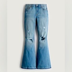 Hollister High-Rise Ripped Medium Wash Flare Jeans